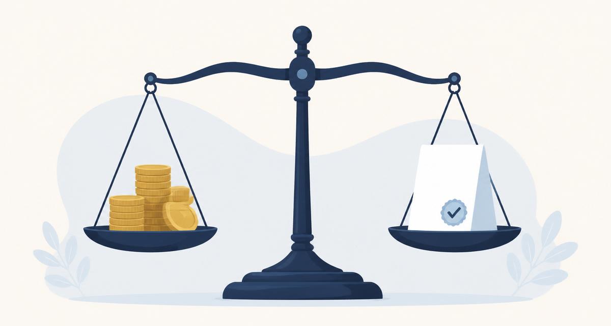 Balance scale weighing a stack of gold coins against a compliance certificate document, illustrating the cost trade-offs of a SOC 2 audit.